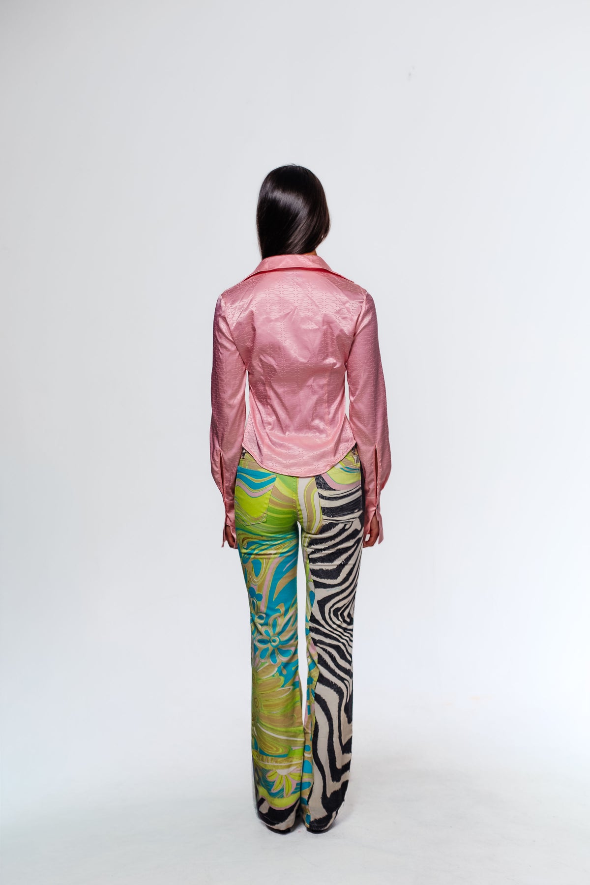 Roberto Cavalli ‘Just Cavalli’ Pink Satin Button Down Blouse