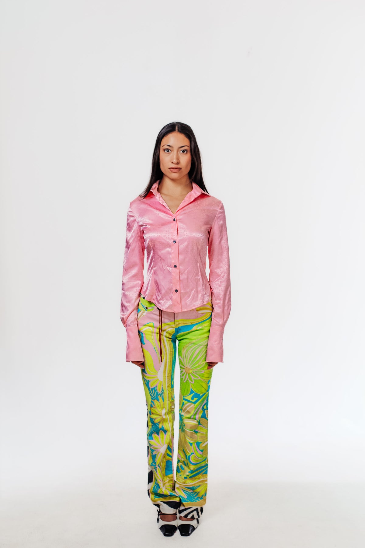Roberto Cavalli ‘Just Cavalli’ Pink Satin Button Down Blouse