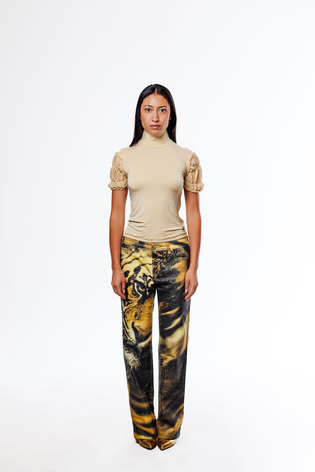 FW 2000 Archival Roberto Cavalli Glitter Tiger Print Pants