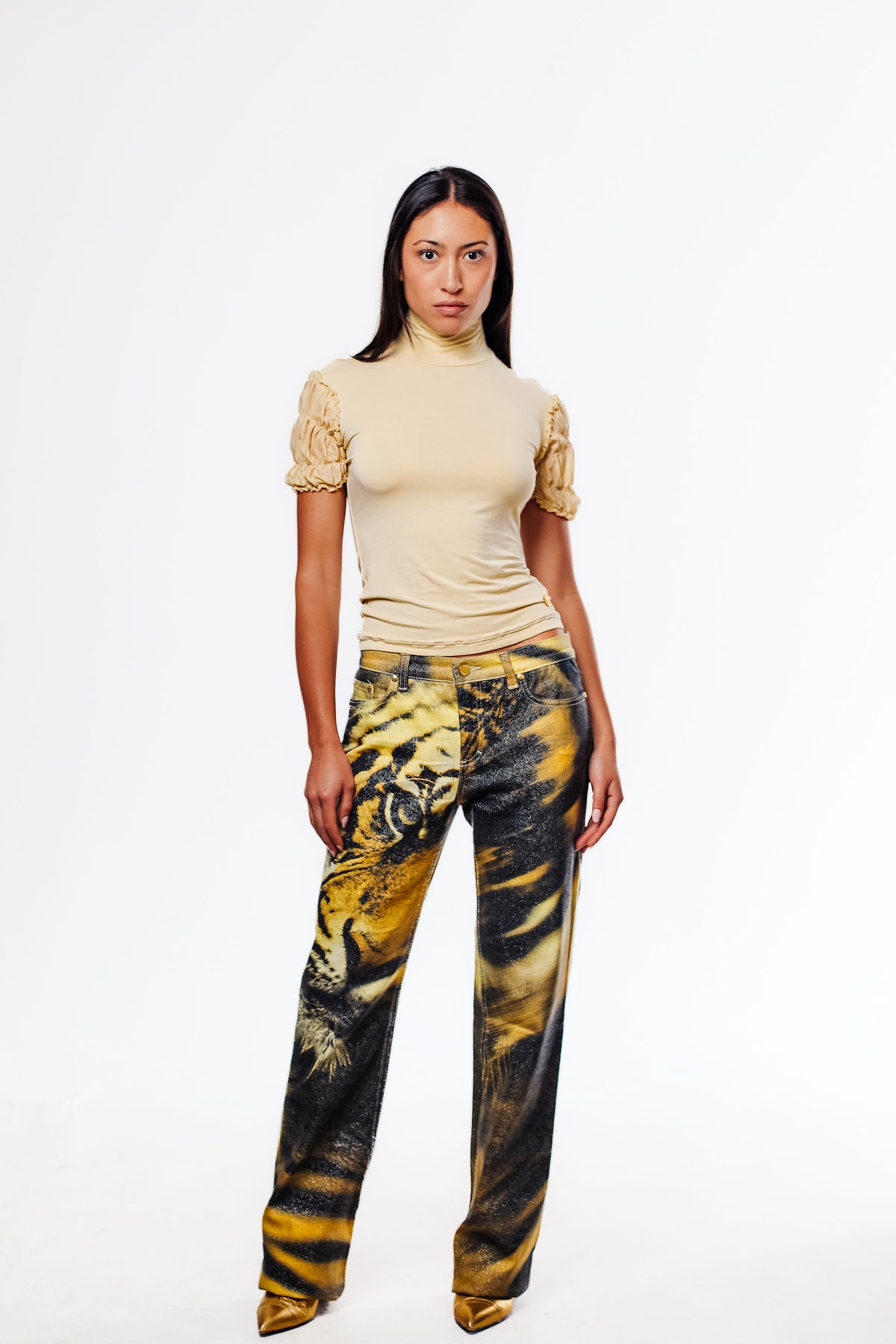 FW 2000 Archival Roberto Cavalli Glitter Tiger Print Pants