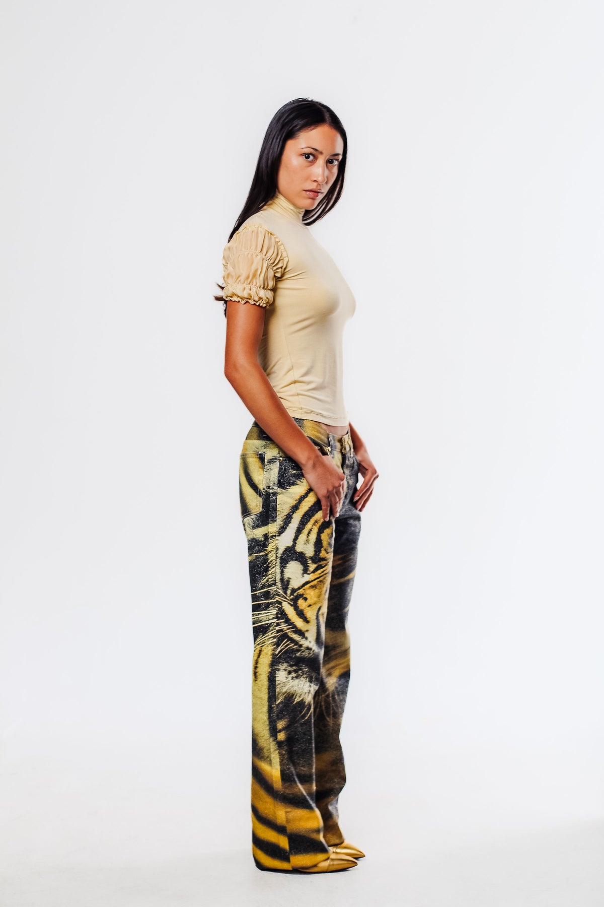 FW 2000 Archival Roberto Cavalli Glitter Tiger Print Pants