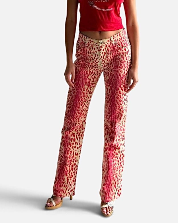 SS 2000 Archival Roberto Cavalli Pink Leopard Print Pants